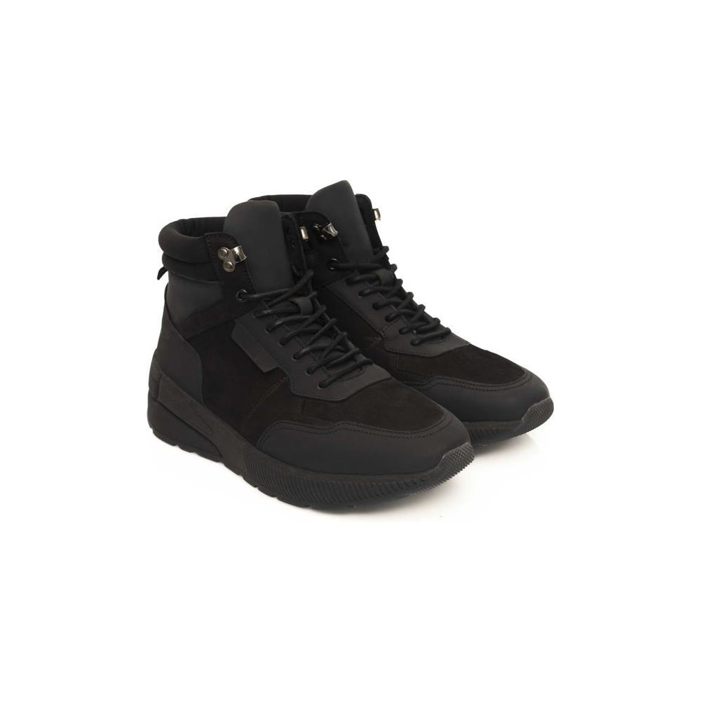 Cerruti 1881 Black Leather Men Sneaker