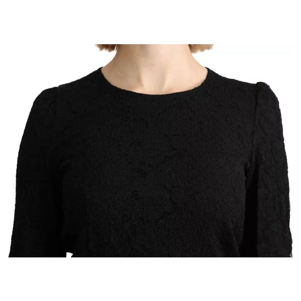 Dolce & Gabbana Black Lace Long Sleeves Blouse STAFF Top