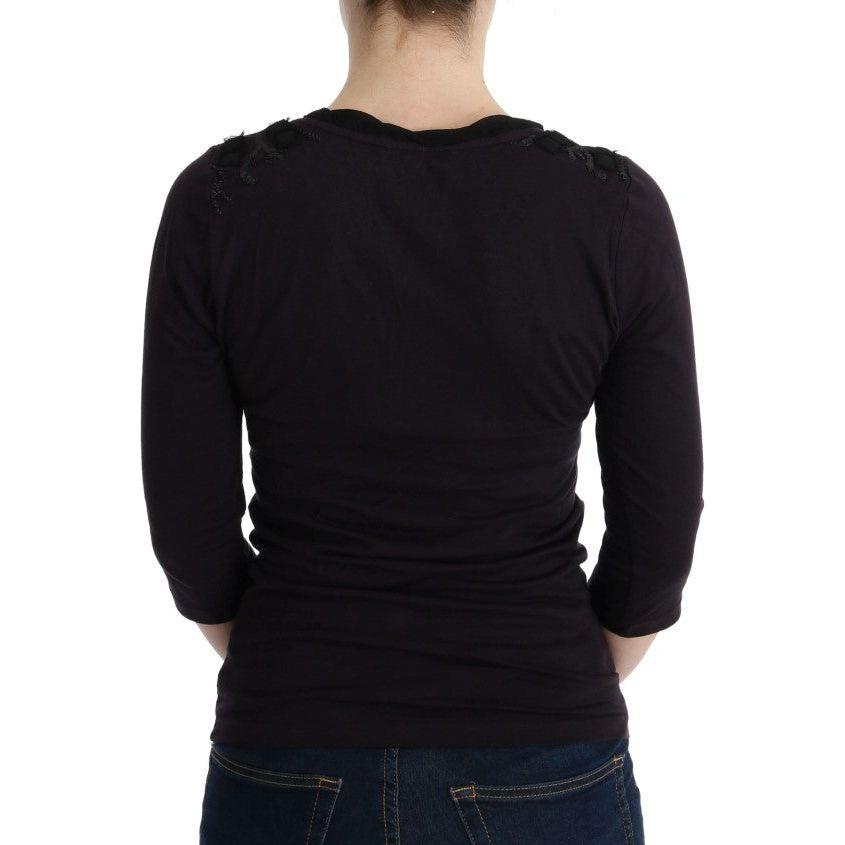 Costume National Purple V-neck Cotton T-shirt