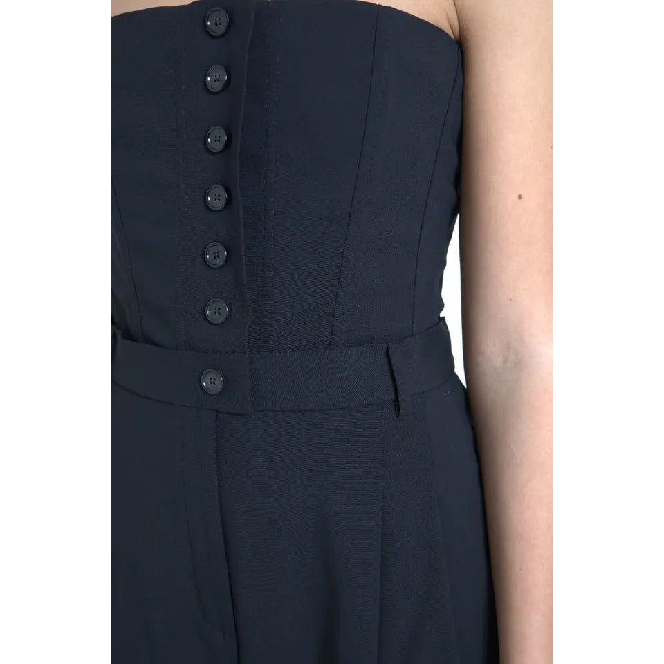 Dolce & Gabbana Black Wool Stretch Strapless Jumpsuit Dress DR28777-48