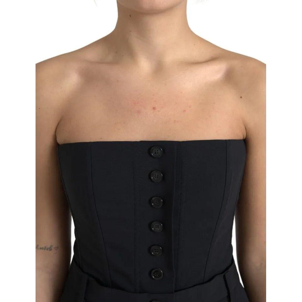 Dolce & Gabbana Black Wool Stretch Strapless Jumpsuit Dress DR28777-48