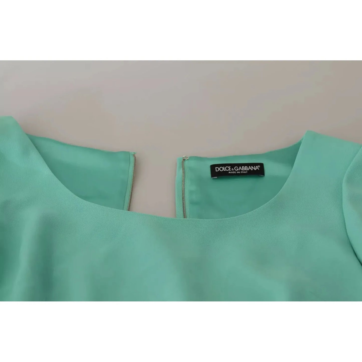 Dolce & Gabbana Mint Green Sheath Square Neckline Midi Dress