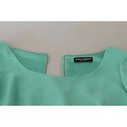 Dolce & Gabbana Mint Green Sheath Square Neckline Midi Dress