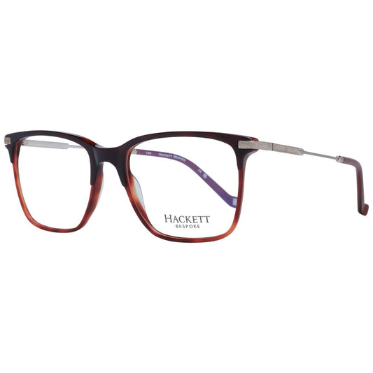 Hackett Brown Men Glasses Frame with full-rim acetate, square design, size 53-18-140, no blue-filter, demo lenses, branded case included.
