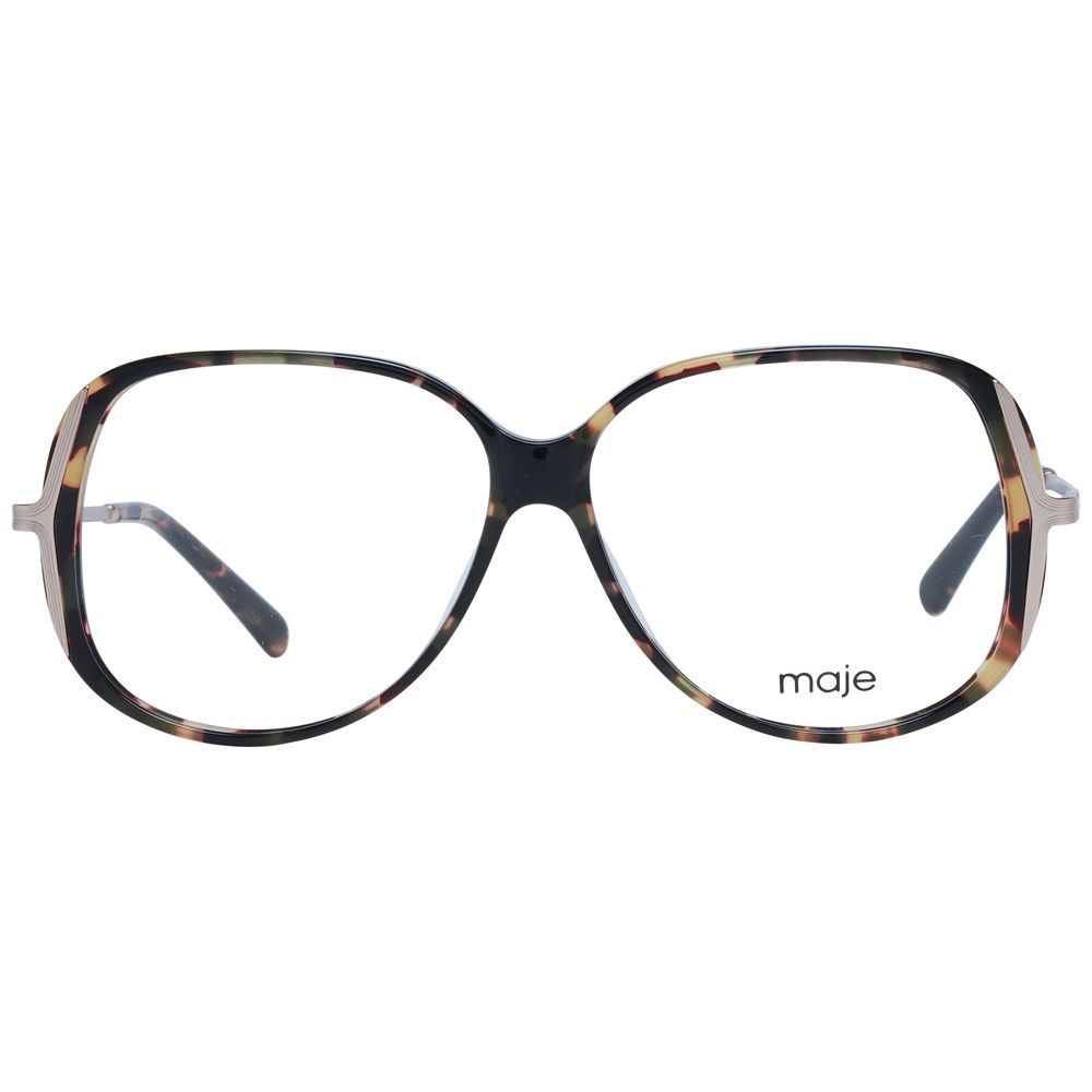 Maje Brown Women Glasses Frame in acetate full-rim, round style, with demo lenses. Includes branded case. Size 54-11-135.