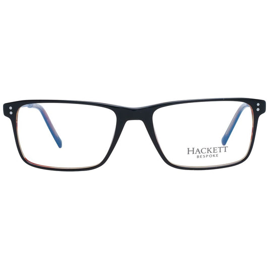 Hackett Black Men Glasses Frame with full-rim acetate design, black color, demo lenses, size 53-17-145, includes branded case.
