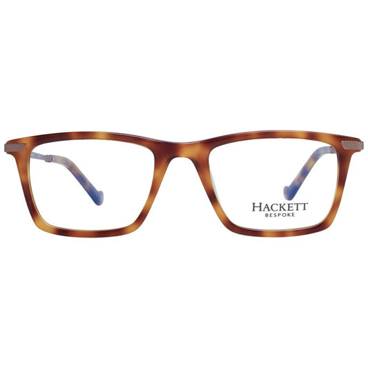 Hackett Brown Men Glasses Frame, acetate full-rim rectangle design with demo lenses, size 50-19-140, includes branded case.
