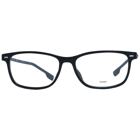 Hugo Boss Black Men Glasses Frame in acetate, full-rim rectangle style with 54mm width, includes branded case.
