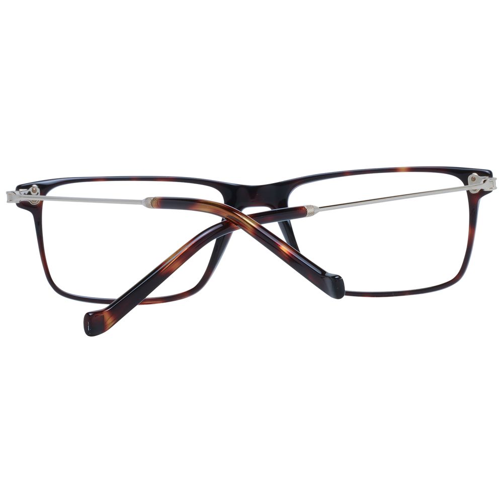 Hackett Brown Men Glasses Frame, full-rim acetate, rectangle style, size 53-17-145, includes branded case, no lenses effect.