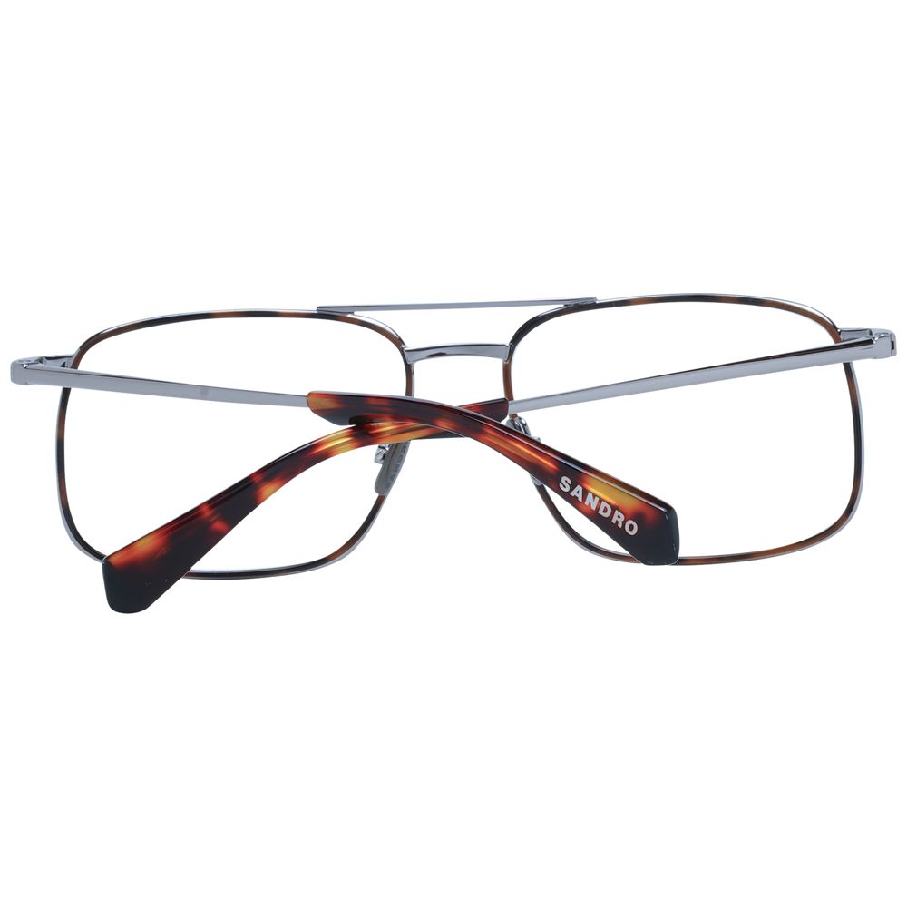 Sandro Gray Men Glasses Frame - Full-rim aviator style with metal frame, demo lenses, and includes branded case.