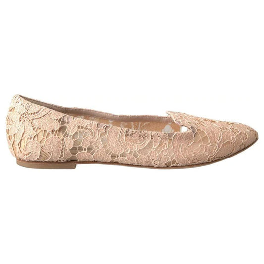 Dolce & Gabbana Beige Floral Lace Loafers Flats Shoes LA10256-39