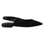 Dolce & Gabbana Black Flats Crystal Slingback Charmeuse Shoes Dolce & Gabbana Black