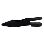 Dolce & Gabbana Black Flats Crystal Slingback Charmeuse Shoes Dolce & Gabbana Black