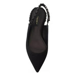 Dolce & Gabbana Black Flats Crystal Slingback Charmeuse Shoes Dolce & Gabbana Dark Slate Gray