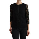 Dolce & Gabbana Black Floral Lace Blouse T-shirt Staff Top TSH4899-38