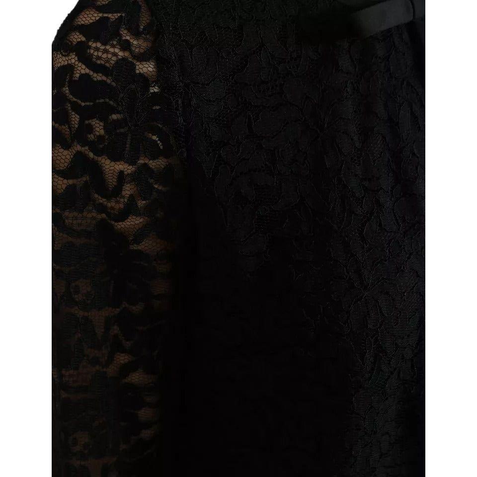 Dolce & Gabbana Black Floral Lace Blouse T-shirt Staff Top TSH4899-38