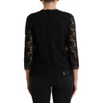 Dolce & Gabbana Black Floral Lace Blouse T-shirt Staff Top TSH4899-38