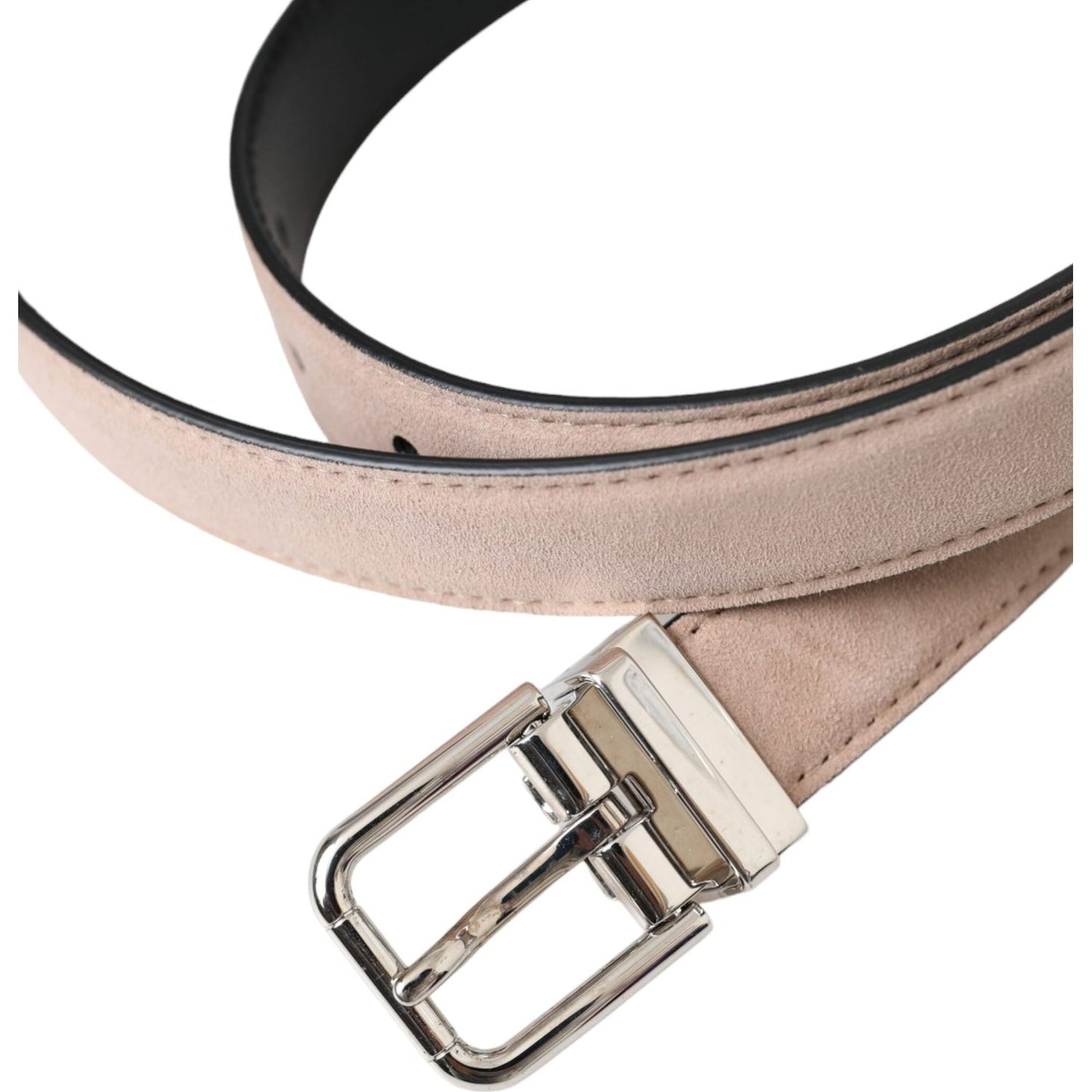 Dolce & Gabbana Beige Suede Leather Silver Buckle Belt Men BEL9183-105