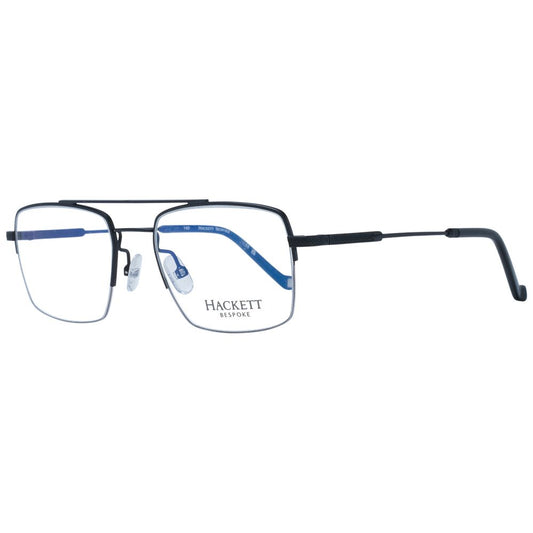 Hackett Black Men Glasses Frame in aviator style with half-rim black stainless steel design. Size 51-18-140, includes branded case.