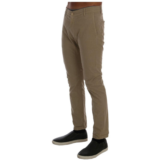Daniele Alessandrini Beige Cotton Stretch Slim Fit Chinos TSH1382-2