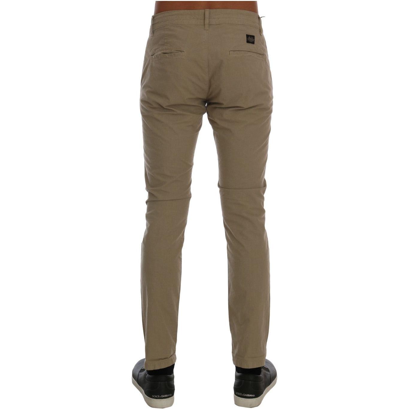 Daniele Alessandrini Beige Cotton Stretch Slim Fit Chinos TSH1382-2