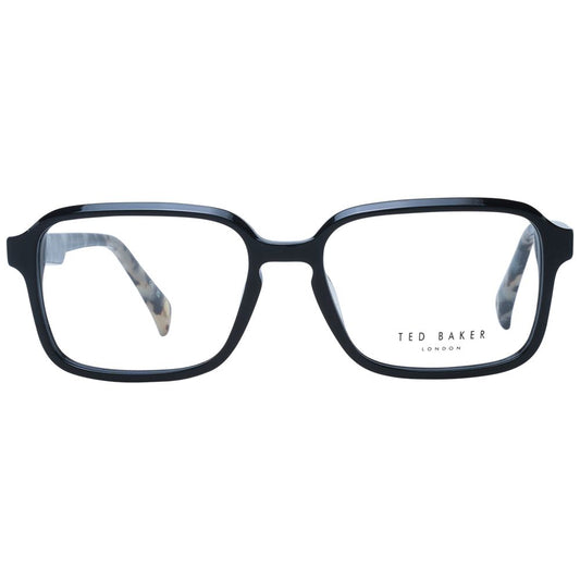 Ted Baker Black Men Glasses Frame, full-rim acetate with demo lenses, rectangle style, size 55-17-140, includes branded case.