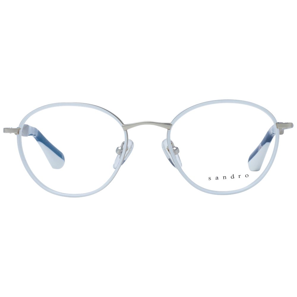 Sandro White Women Glasses Frame, full-rim stainless steel, oval style with demo lenses, size 48-19-135
