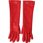Dolce & Gabbana Red Lurex Fantasia Mid Arm Length Gloves Dolce & Gabbana Firebrick