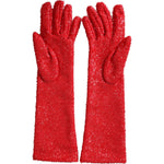 Dolce & Gabbana Red Lurex Fantasia Mid Arm Length Gloves Dolce & Gabbana Firebrick