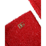 Dolce & Gabbana Red Lurex Fantasia Mid Arm Length Gloves Dolce & Gabbana Firebrick
