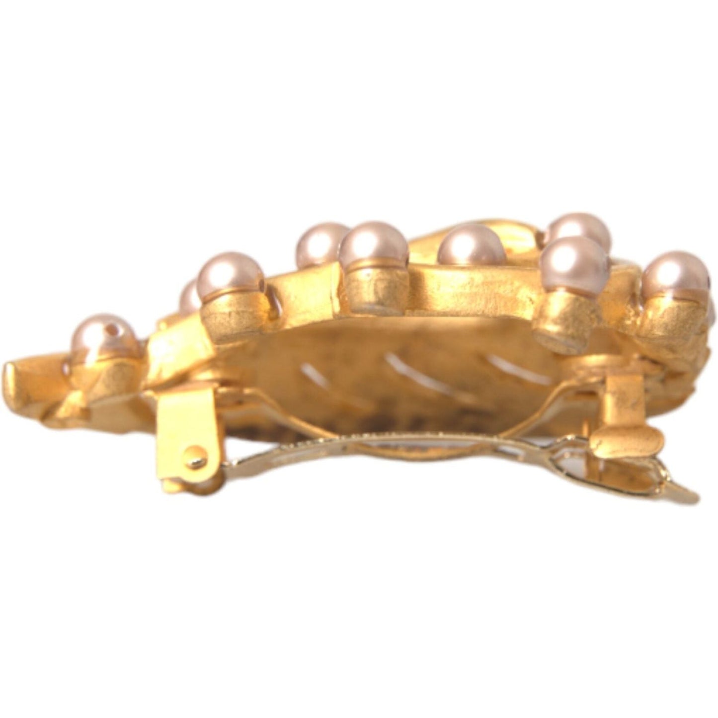 Dolce & Gabbana Gold Brass Leaf Embellished Jewelry Brooch Hair Pin SMY10315