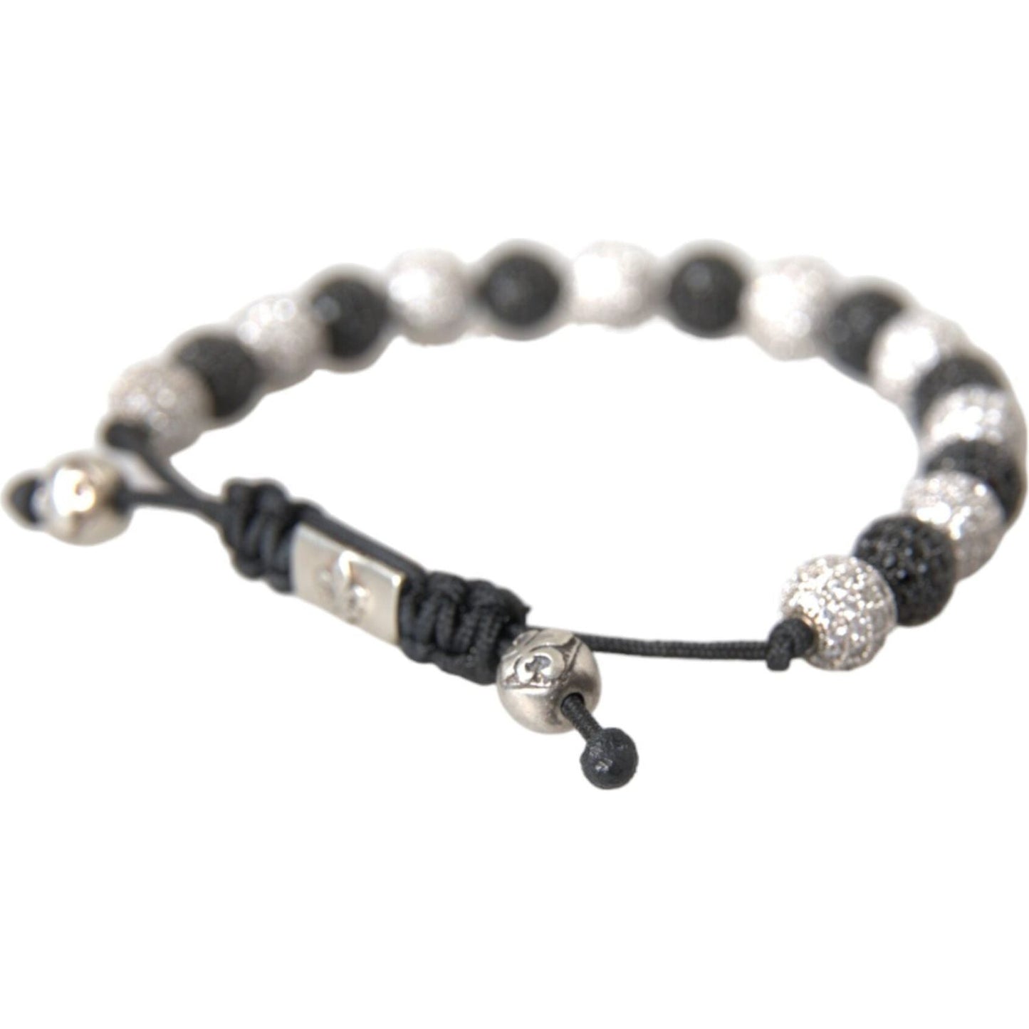 Nialaya CZ Crystal Ball Black White Beaded Bracelet Bracelet