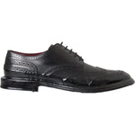 Dolce & Gabbana Black Leather Oxford Wingtip Formal Men Shoes