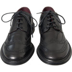 Dolce & Gabbana Black Leather Oxford Wingtip Formal Men Shoes