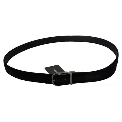 Dolce & Gabbana Black Velvet Silver Tone Metal Buckle Men Belt