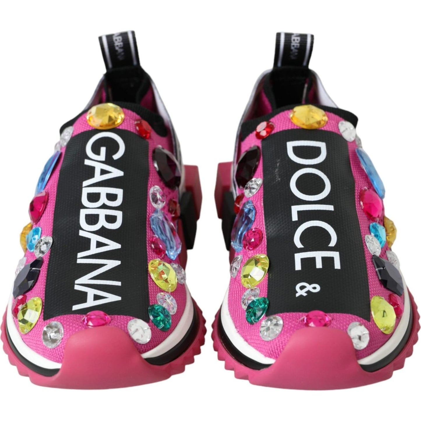 Dolce & Gabbana Pink Sorrento Crystals Sneakers Shoes LA11070-36.5