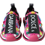 Dolce & Gabbana Pink Sorrento Crystals Sneakers Shoes LA11070-36.5
