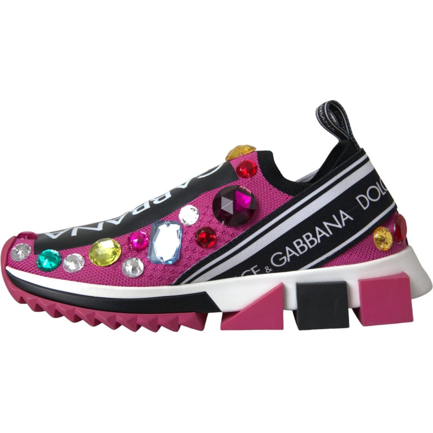Dolce & Gabbana Pink Sorrento Crystals Sneakers Shoes LA11070-36.5