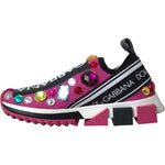 Dolce & Gabbana Pink Sorrento Crystals Sneakers Shoes LA11070-36.5