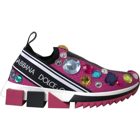 Dolce & Gabbana Pink Sorrento Crystals Sneakers Shoes LA11070-36.5