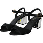 Dolce & Gabbana Black Crystal Ankle Strap Keira Sandal Shoes Dolce & Gabbana Black