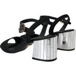 Dolce & Gabbana Black Crystal Ankle Strap Keira Sandal Shoes Dolce & Gabbana Dark Slate Gray