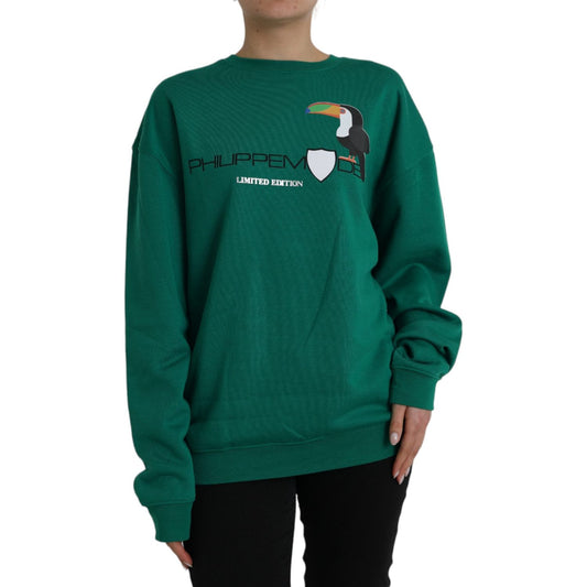 Philippe Model Green Cotton Logo Print Long Sleeves Pullover Sweater