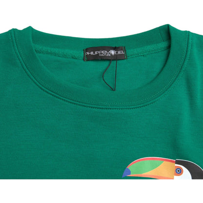 Philippe Model Green Cotton Logo Print Long Sleeves Pullover Sweater