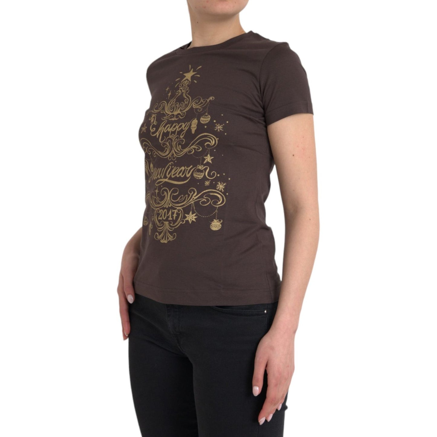 Dolce & Gabbana Brown Crewneck 2017 Motive Print T-shirt