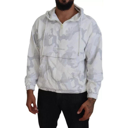 Dolce & Gabbana White Camouflage Hooded Sweatshirt Sweater