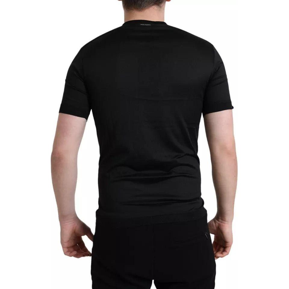 Dolce & Gabbana Black Buttoned Roundneck Short Sleeve T-shirt TSH84680-42