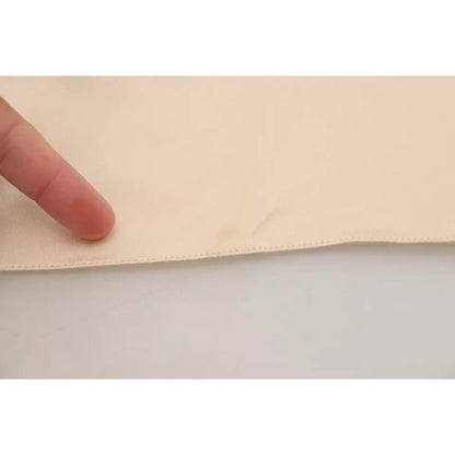 Dolce & Gabbana Beige Lace Spaghetti Logo Embroidery Top