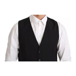 Dolce & Gabbana Black Stretch Waistcoat Formal Dress Wool Vest TSH4070-48