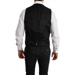 Dolce & Gabbana Black Stretch Waistcoat Formal Dress Wool Vest TSH4070-48